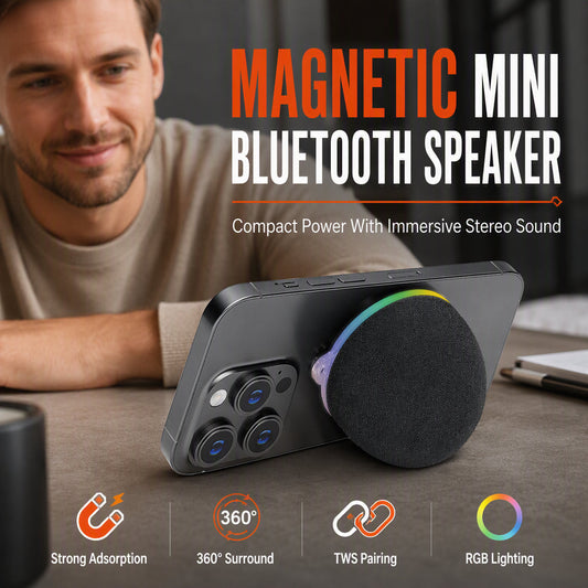 🔊🔥50% RABATT⏰Magnetischer Mini-Bluetooth-Lautsprecher mit RGB-Umgebungslicht, klarer Klang, tragbare Größe, ideal für drinnen und draußen✨