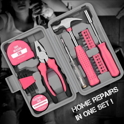 🔥Hot Sale🔥Tragbares 24-teiliges Haushaltswerkzeugset – inkl. Aufbewahrungsbox, Hammer, Schraubendreher, Zange, Maßband & Bits für DIY-Hausreparaturen🔨🧰