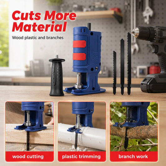 🔧⚡ Adapter für Bohrmaschine und Säbelsäge – 50 % Rabatt! 3 austauschbare Sägeblätter, ergonomischer Griff, kompakt (0,4 kg) – verwandeln Sie Ihre Bohrmaschine in ein Multifunktions-Schneidwerkzeug.