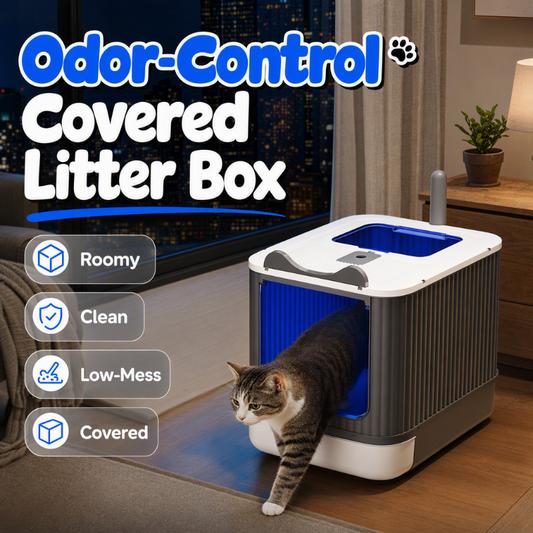 🐱50 % RABATT⏰ Geruchsarme Katzentoilette mit Deckel, hält Gerüche fern & die Wohnung frisch – leicht zu reinigen für Katzenbesitzer