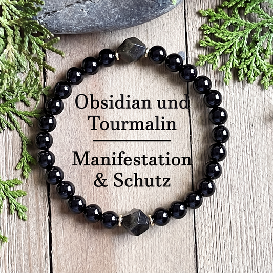 🖤 Facettiertes Obsidian-Armband – Eleganter Glücksbringer für Wohlstand & positive Energie ✨