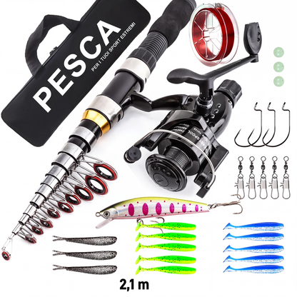 🎣50 % RABATT⏰ Komplettes Reise-Angelset, mit Tragetasche, ideal für unterwegs