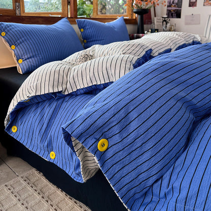 🛏️50 % RABATT⏰ Premium Bettwäscheset, gemütlich & reversibel, gestreiftes Design☁️