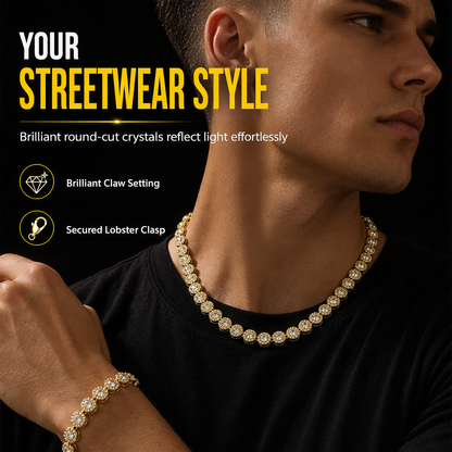 💎 50% sparen! ✨ Herren Hip-Hop Strass-Halskette – Vollständig pavébesetzter Kristallchain, handgesetzte Krallensteine & makellose galvanisierte Oberfläche – Street Dance Statement Style 🎤