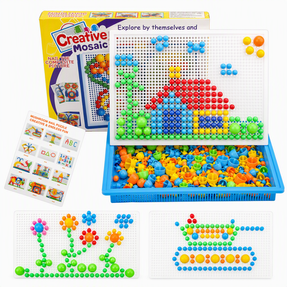 🧩 50% sparen! 🍄 Pilz-Nagel-Steckbrett – Kreatives Mosaikspiel mit großen & kleinen Steckern ✨