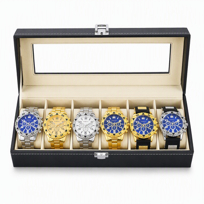 ⌚50 % RABATT✨6-teiliges Herrenuhren-Set mit Stahlarmband, modische Uhren in einer Geschenkbox