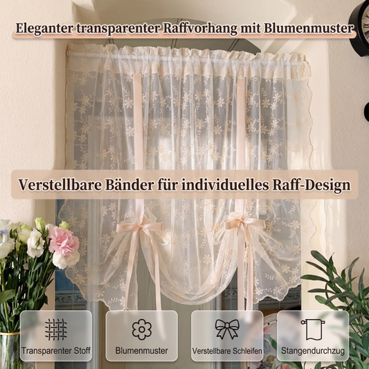 📢📢50 % RABATT !! ⏰Bestickte durchsichtige Vorhänge mit Blumenmuster und Bindegurt