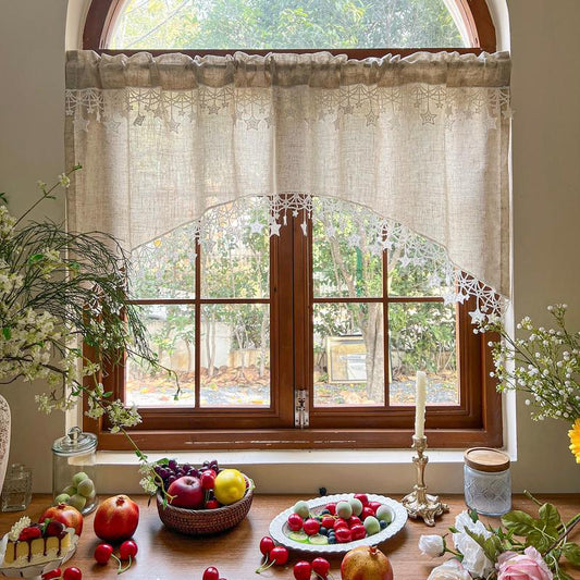 ✨ JETZT 50 % RABATT! ✨ Vielseitiger Vorhang im Landhausstil mit Spitze und Sternquasten