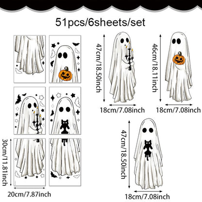 👻50% RABATT⏰Süße Halloween-Geist statische Fensterfolie, tolle Partydekoration
