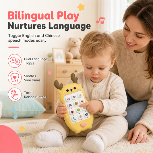👶🦌50% RABATT🎵Zweisprachiges Baby-Telefon mit süßem Rehkitz – Musik, Geschichten & pädagogisches Spielen, jetzt kaufen!🌈📱