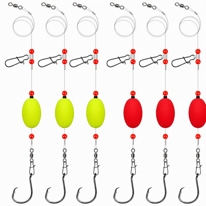 📢50% RABATT🎣6er-Pack Pompano-Surfangel-Montagen mit Schwimmern – ideal für Flunder, Barsch, Wels, Hai & Blaufisch🌊