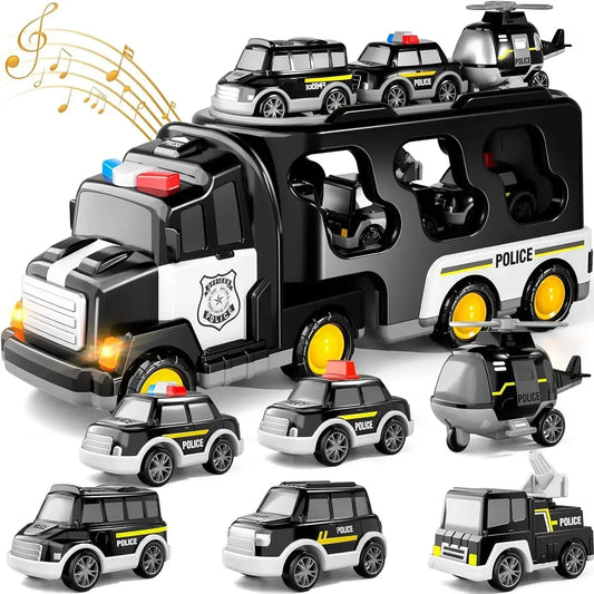 🚓 50% RABATT ✨7-in-1 Polizei-Spielzeugtruck – Rückziehmotor, tolles Spielzeug für Kinder ab 3 Jahren