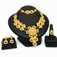 💛 50% RABATT 💍 24-karätig vergoldetes Brautschmuck-Set, Dubai & indischer Stil mit Kette, Armband, Ring und Ohrringen 📿