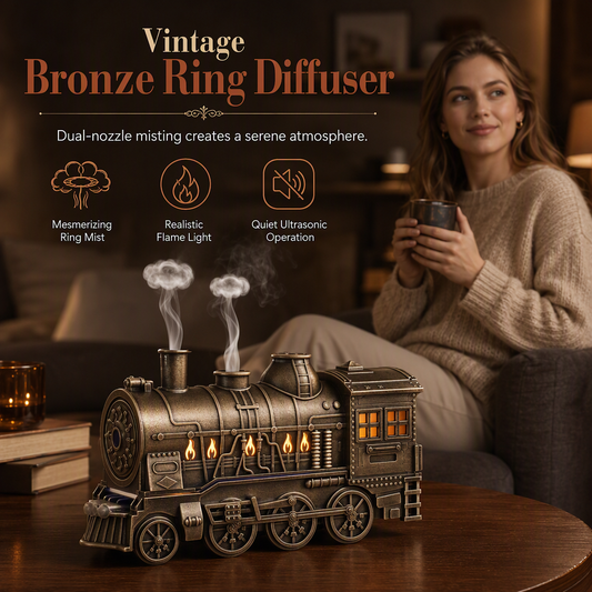 🚂 50 % RABATT! 🕯️ Vintage-Zug-Diffusor, erzeugt Nebelringe und warmes Flammenlicht für behagliche Atmosphäre ✨