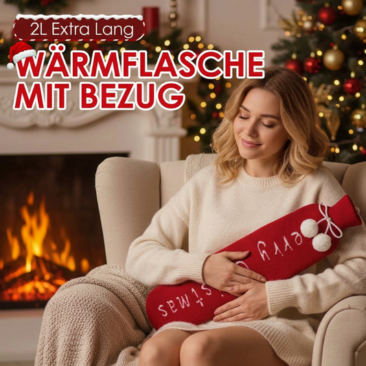 ⏳Begrenzte Zeit 50% Rabatt💥2L extra lange Wärmflasche mit komfortablem Bezug♨️