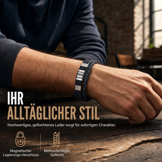 ⌚ 50% RABATT! ✨ Vintage-Armband für Herren aus Leder – quadratisches Weizenmuster, hochwertiges PU-Leder & geflochtene Schnüre, leicht zu schließender Magnetverschluss aus Legierung – robuster und dennoch eleganter Alltags-Stil für moderne Männer 🖤