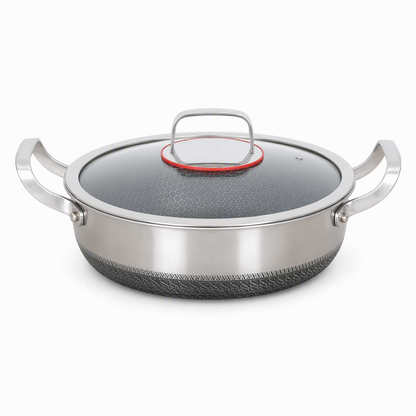 🍳 50 % RABATT 🥘 Verdickter Edelstahl-Antihaft-Wok mit Deckel, flacher Boden, zwei Griffe, hitzebeständig & leicht zu reinigen ✨