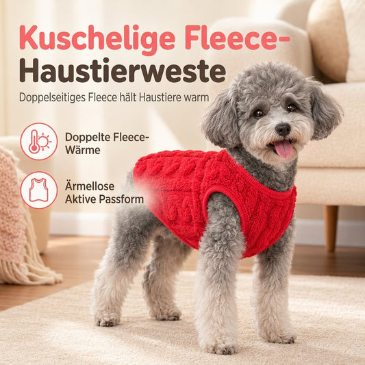 🐕50 % Rabatt🧶Doppelseitiges Fleece‑Hundesweatshirt mit Zopfstrick, warme Herbst‑Winter‑Kleidung für kleine Hunde