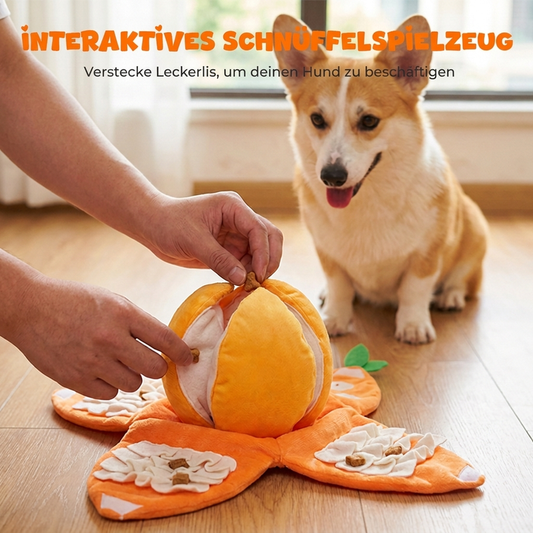 🐶50 % Rabatt🍊Orangefarbenes Hide & Seek Plüsch‑Spielzeug, interaktives Beschäftigungsspiel für Hunde