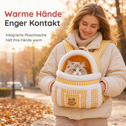 🎒50 % RABATT🐈Wattierter Haustier‑Trage‑Rucksack, warme Front‑Tragetasche mit Handwärmtasche für Herbst‑Winter🐾