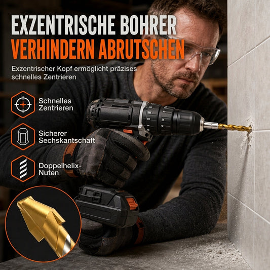 🛠️50 % RABATT🧱Extrem harte exzentrische Schrägbohrer, passend für Fliesen, Glas, Beton‑ und Zementwände