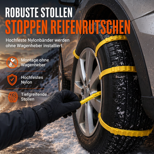 ❄️50 % RABATT🚗Universelle verdickte Auto‑Schneeketten, rutschfeste Reifenbinder für SUV, Limousine und Winterfahrt