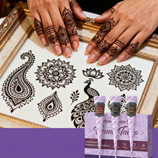 🎨50 % RABATT✍️Komplettes 3-Farben Henna-Tattoo-Set, zum Erstellen von temporären Tätowierungen