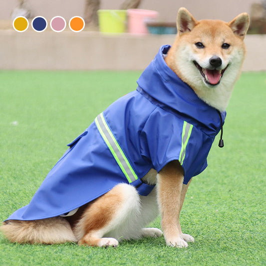 🐶50 % RABATT🌧️Reflektierende winddichte Hunderegenjacke mit Kapuze, wetterfeste Regenbekleidung für Hunde💧
