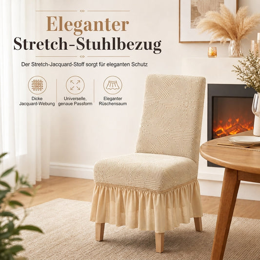 🪑50 % RABATT✨Verdickter dehnbarer Stuhlbezug mit Rüschenrock, staubdichter Schutzbezug für Hotel‑ und Restaurantstühle