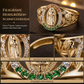 ✨ 50 % RABATT 💍 Vergoldeter Damenring mit Göttinnen- und Blumenmotiv, ovale farbige Zirkonien, edler Old-Money-Look 🌷