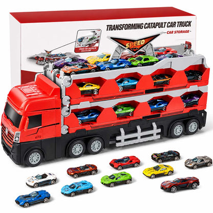🚚 50% RABATT! 🏗️ Kinder-LKW mit Katapult-Rennbahn – 207 cm, Sound & Metallfahrzeuge ✨