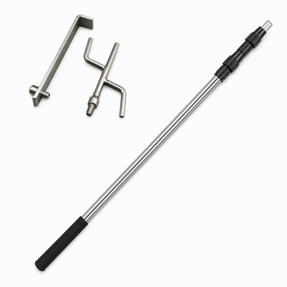 🔧 50 % RABATT 🧰 Edelstahl Teleskopstange mit Haken, erweiterbar für Kleidung und Fracht im LKW 🚛