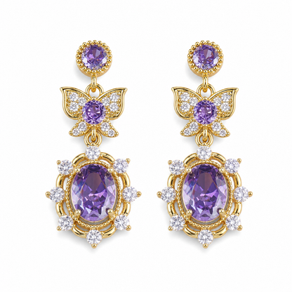 ✨ 50 % Rabatt! 🦋 Ein Hauch von Eleganz – Funkelndes Schmetterling-Schmuckset mit violetten Zirkonia 💜