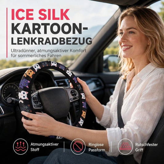 🚗 50% RABATT ✨ 38cm ringlose Seiden Lenkradbezug, bedruckt, atmungsaktiv Ganzjahresschutz
