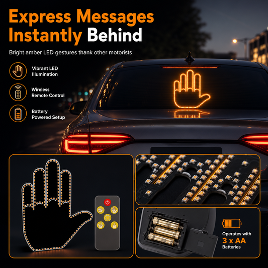 🚗 50 % RABATT! Interaktives LED-Auto-Gestenlicht mit Fernbedienung – Witziges Handzeichen für die Heckscheibe, superhell & sichtbar bei getönten Scheiben