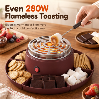 🍫 50 % RABATT! 🧁 2-in-1 Elektrisches Schokoladenfondue & Marshmallow-Röster Set mit Servierschalen – Perfekt für Partys & Familienabende