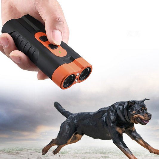 📢50% RABATT! 🐕 Ultraschall-Hundeabwehrgerät mit Doppelkopf – tragbar für Outdoor & Joggen, mit LED-Taschenlampe