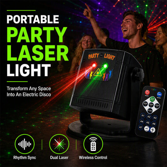 🎶⚡ Smart Rhythm Sync Laser – 50 % Rabatt! Hochentwickelte Schallsensoren, Dual-Laser-Optiksystem, verstellbare Halterung – perfekt für Partys und KTV. 🔦