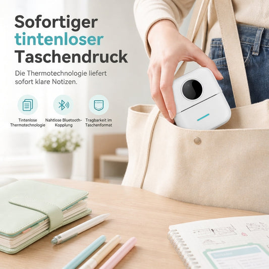 ⏳Zeitlich begrenztes Angebot⏳ 🎒 Begrenzte Zeit 50% Rabatt ⚡ Tragbarer Mini Bluetooth Thermodrucker