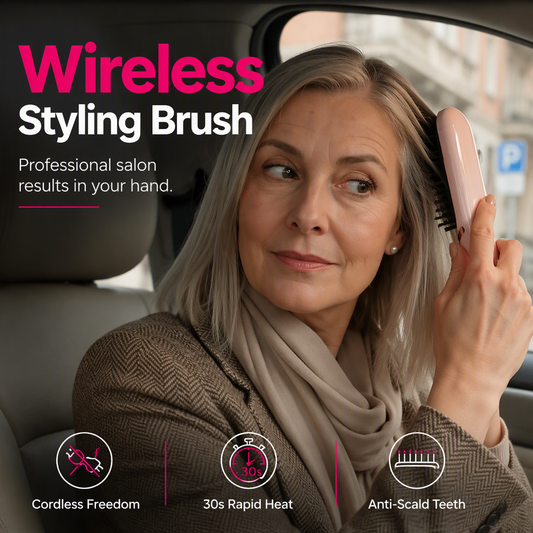 📢📢 50 % RABATT! 💇 Tragbare kabellose 2-in-1 Glätteisen- & Lockenbürste – USB-aufladbar für geschmeidige, voluminöse Stylings