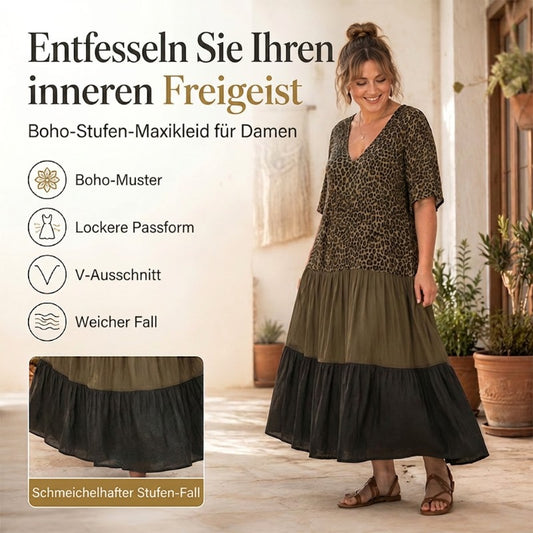👗📢 MID-SEASON SALE: −50% NUR FÜR KURZE ZEIT! Bohemian gestuftes Maxikleid mit Leopardenmuster – Wild, feminin & perfekt für Sommer, Strand & Festivals 🌿