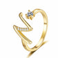 Adjustable Rhinestone Initial Ring for Women