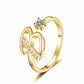 Adjustable Rhinestone Initial Ring for Women